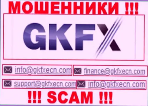 В контактных сведениях, на web-портале мошенников GKFX ECN, предоставлена вот эта электронная почта