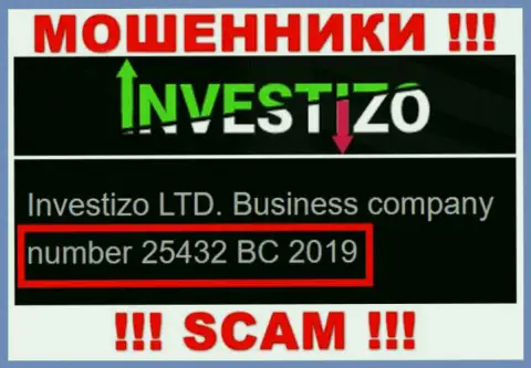 Investizo LTD интернет мошенников Investizo зарегистрировано под вот этим регистрационным номером - 25432 BC 2019