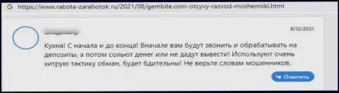 Автор приведенного реального отзыва утверждает, что контора GemBite - это ВОРЮГИ !!!