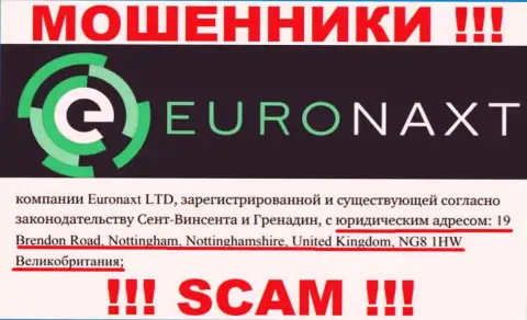 Юридический адрес регистрации конторы EuroNax у нее на веб-портале ложный - это СТОПУДОВО МОШЕННИКИ !