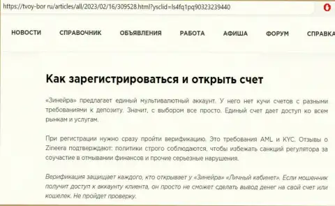 Про условия регистрации на площадке Zinnera речь идет в обзорной публикации на web-сайте tvoy-bor ru